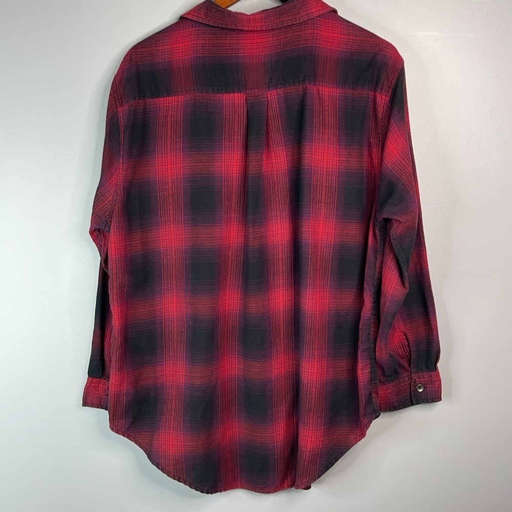 REBEL ROGUE Plaid Brushed Cotton Button Up Shirt Magenta Purple Black Size M - Picture 7 of 13